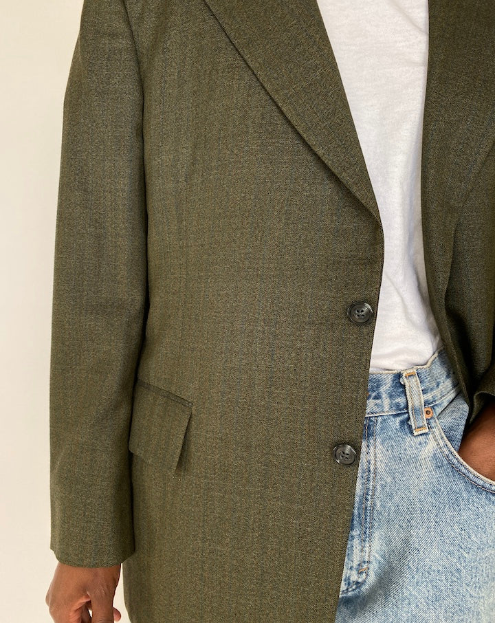 VINTAGE GREEN SINGLE BREASTED BLAZER 1974
