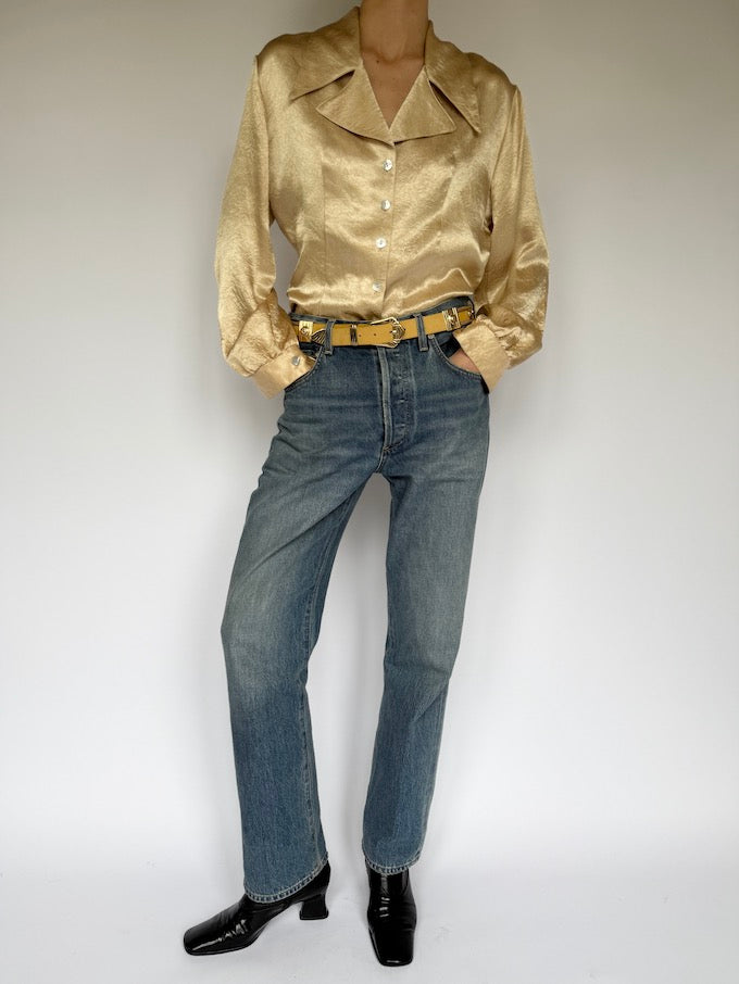 Vintage long-sleeve blouse champagne