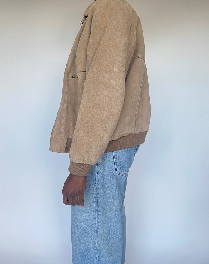 VINTAGE LIGHT BEIGE SUEDE LEATHER JACKET 3596