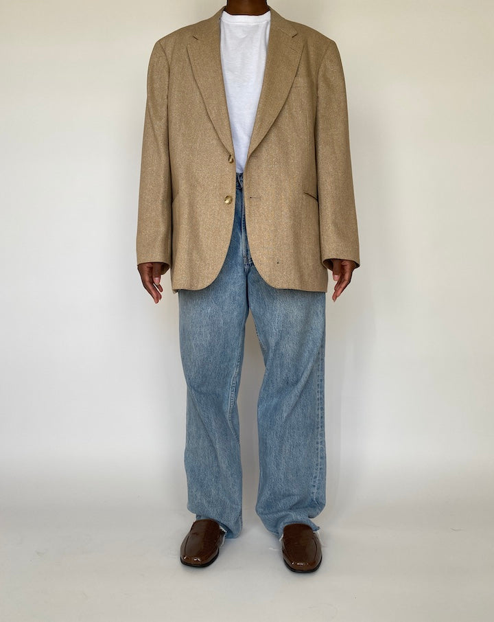 VINTAGE BEIGE SILK AND WOOL BLAZER 1978