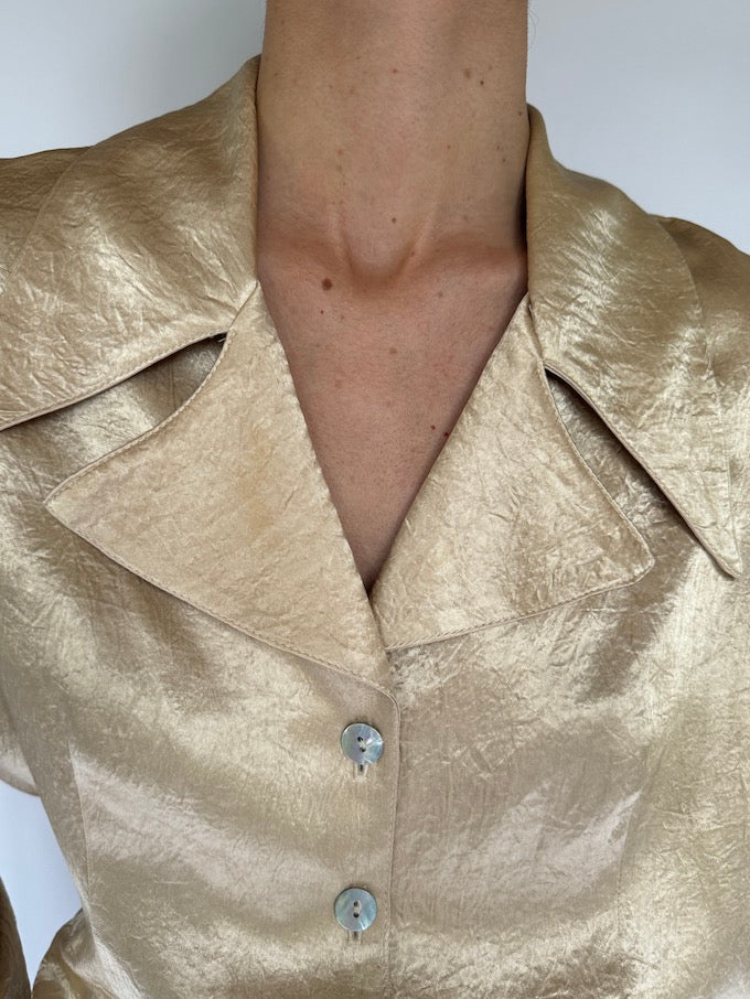 Vintage long-sleeve blouse champagne