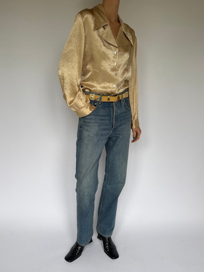 Vintage long-sleeve blouse champagne