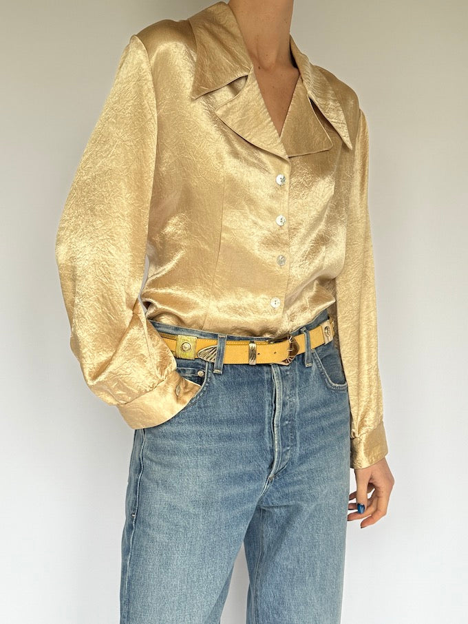 Vintage long-sleeve blouse champagne