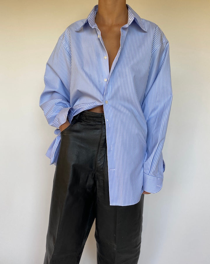 VINTAGE BLUE STRIPED COTTON SHIRT 2658