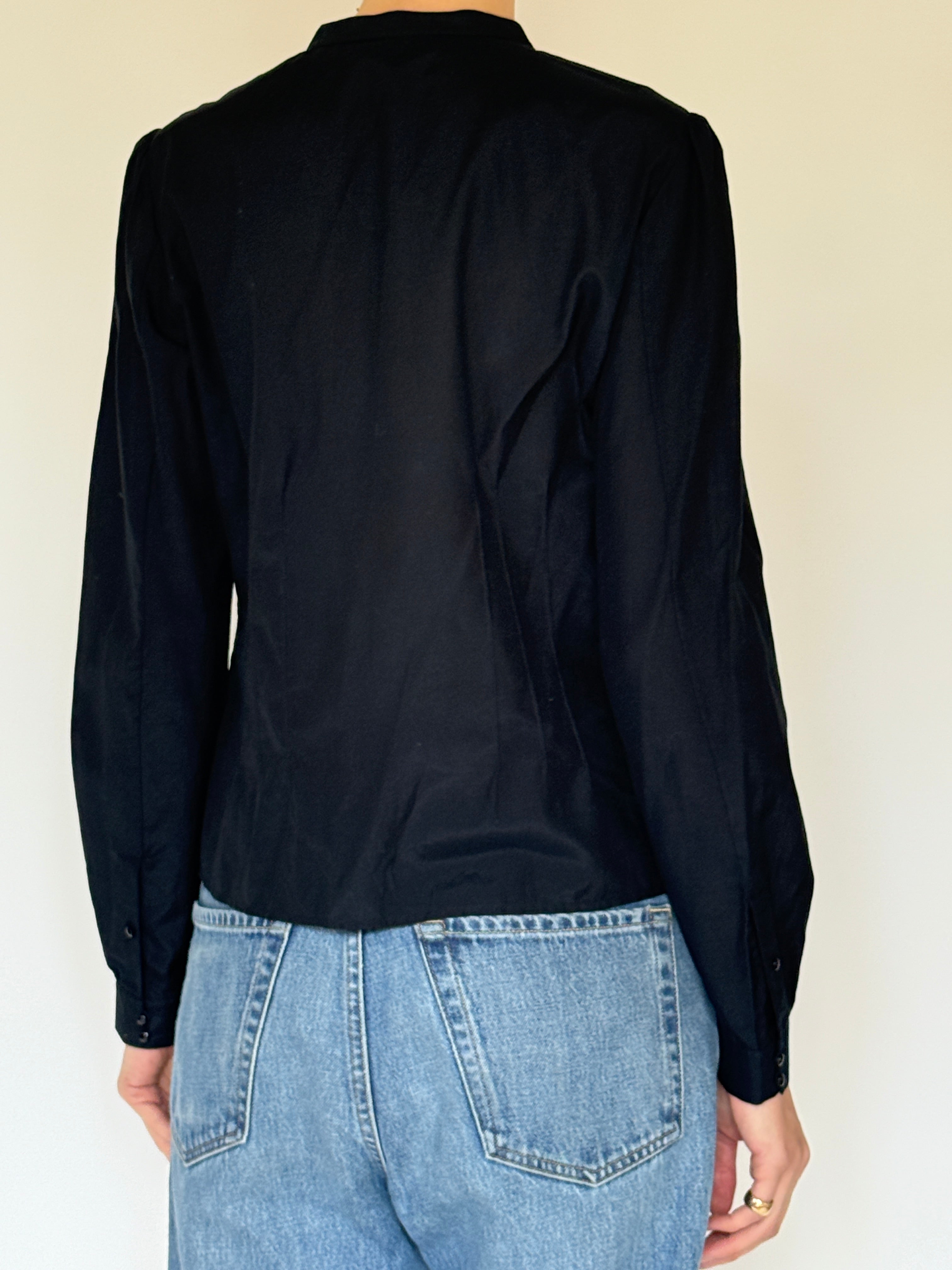 Vintage black tailored blouse back view