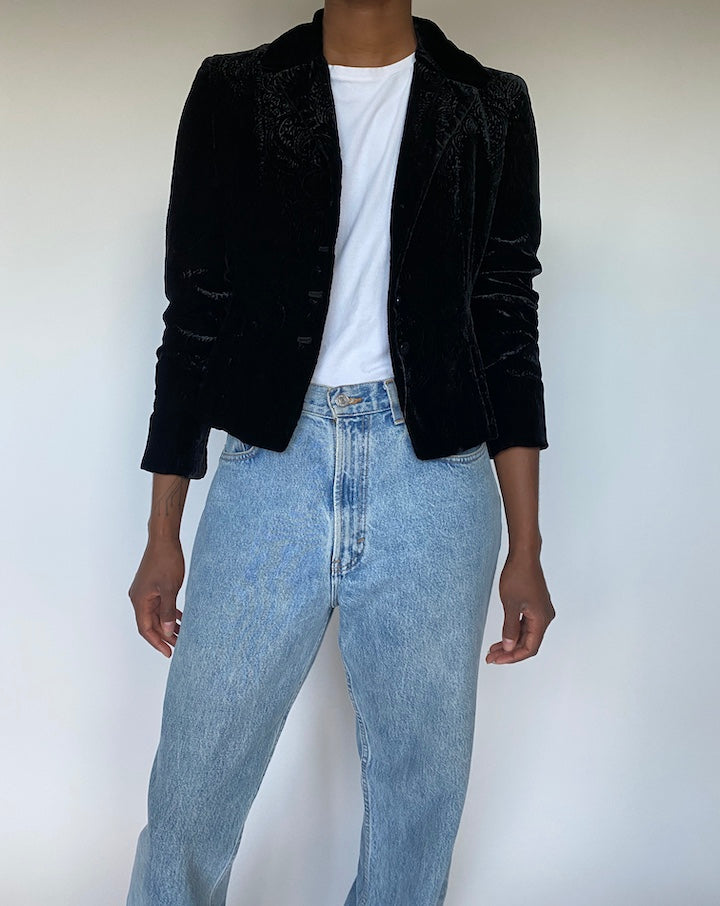 VINTAGE SHORT VELVET BLAZER 3600