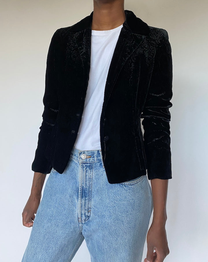 VINTAGE SHORT VELVET BLAZER 3600