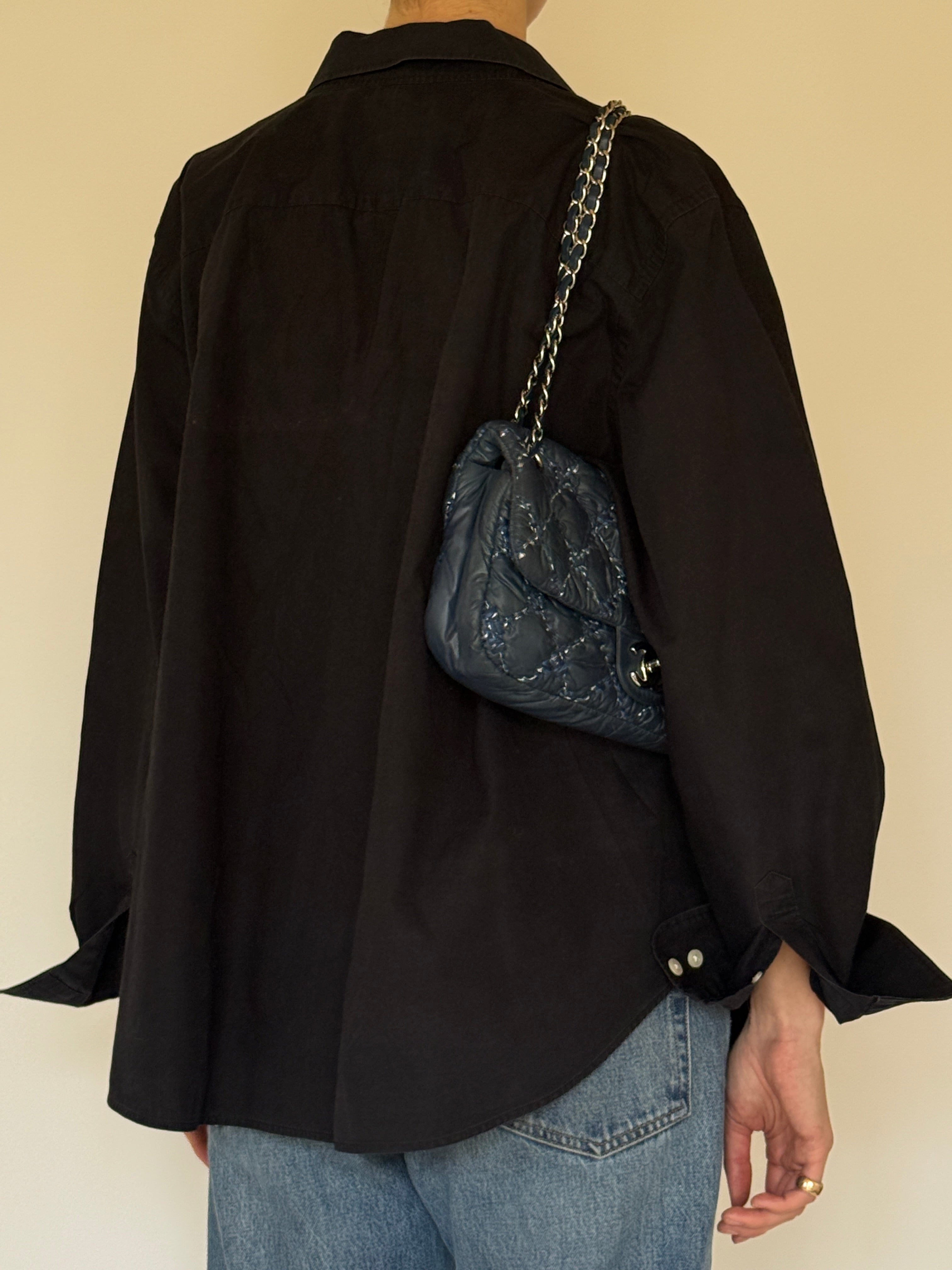 Vintage Ralph Lauren oversized black button-up shirt back view