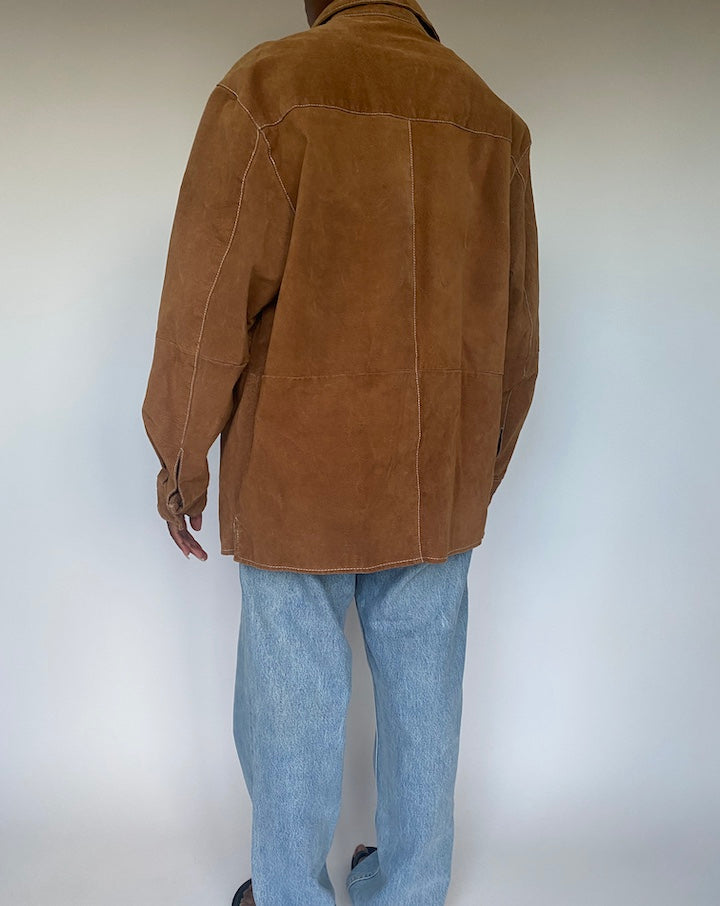 VINTAGE BROWN SUEDE LEATHER SHIRT 3601