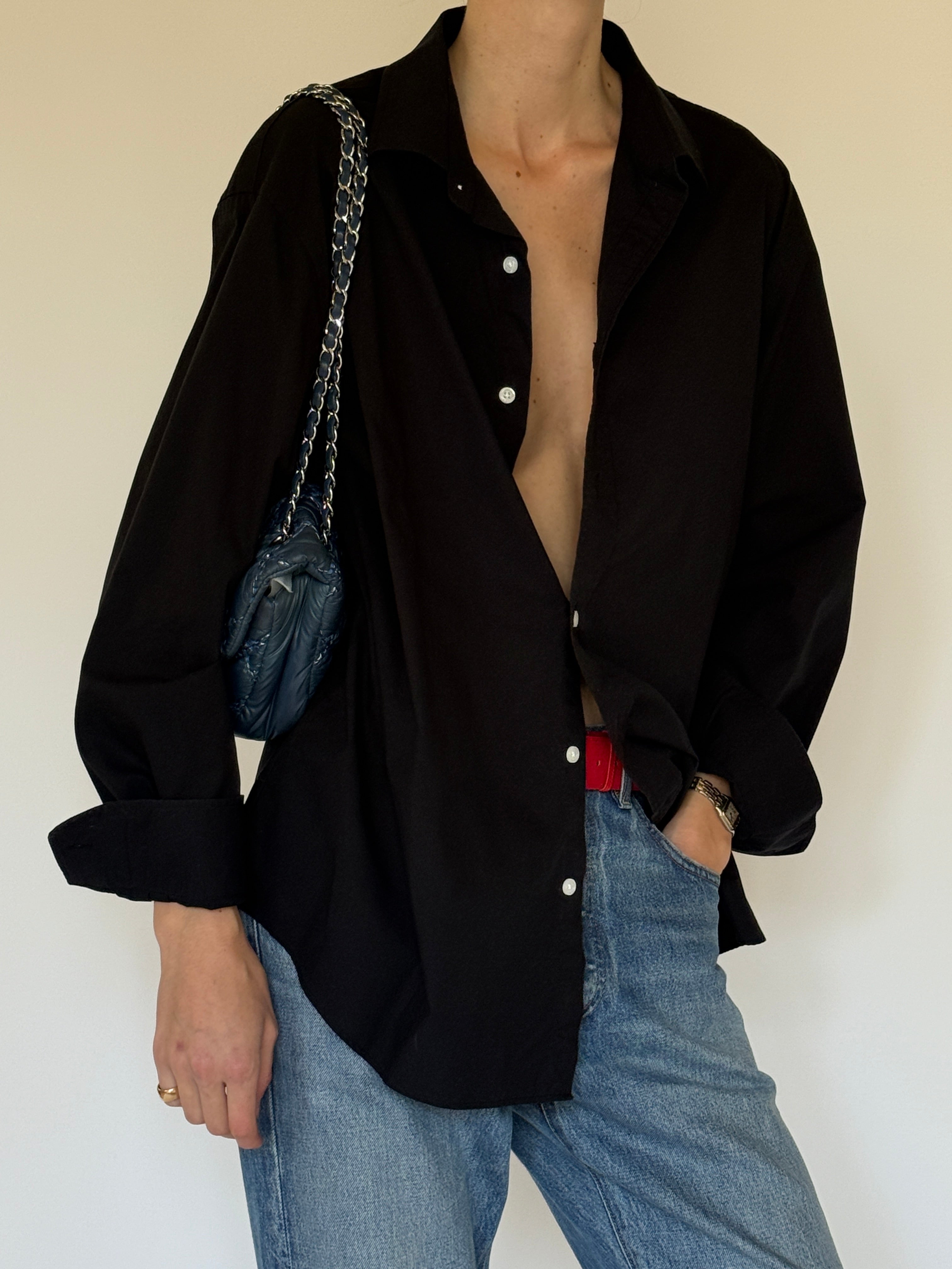 Vintage black oversized shirt side angle