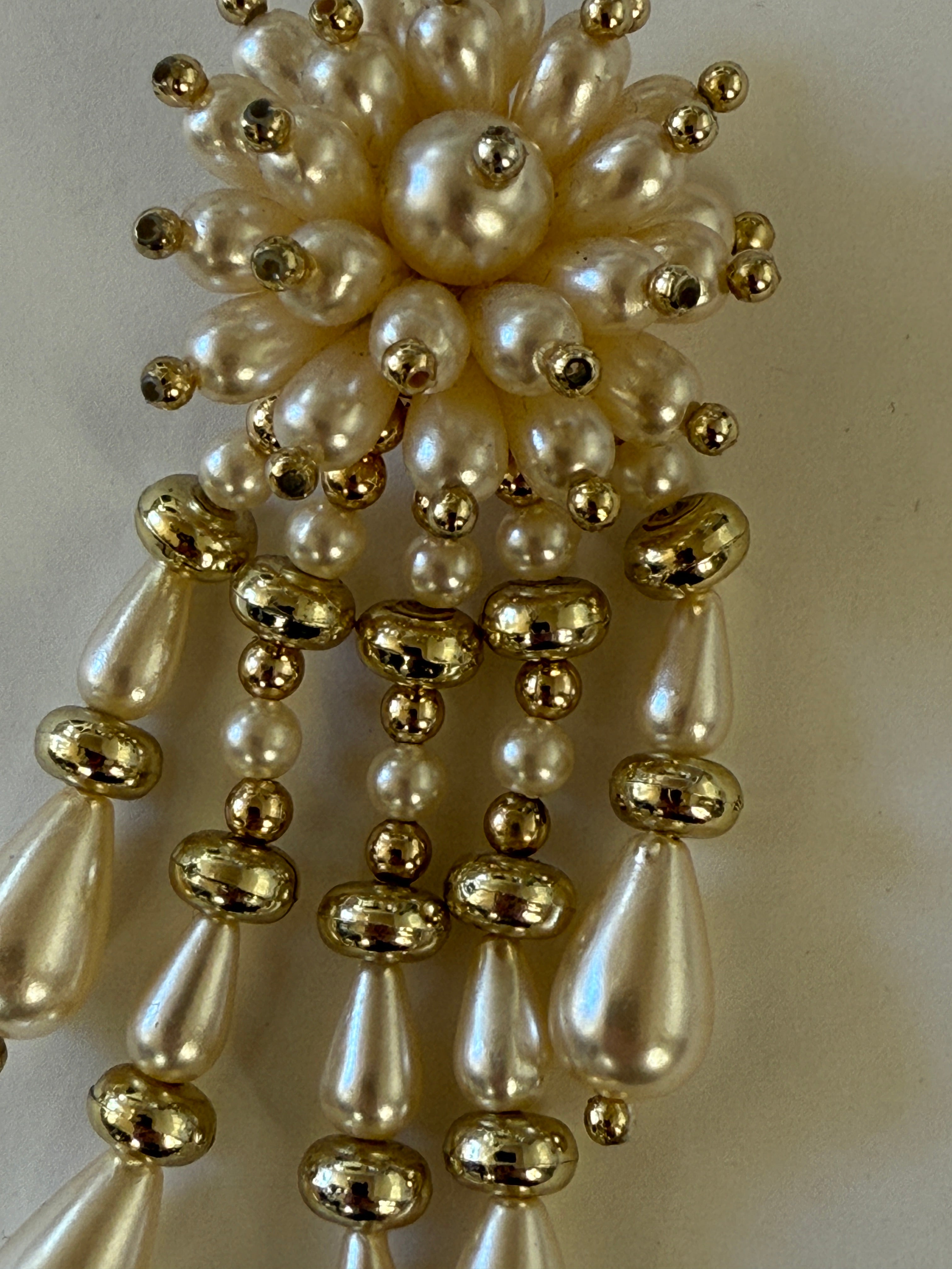 Vintage Cascade Pearl Statement Earrings