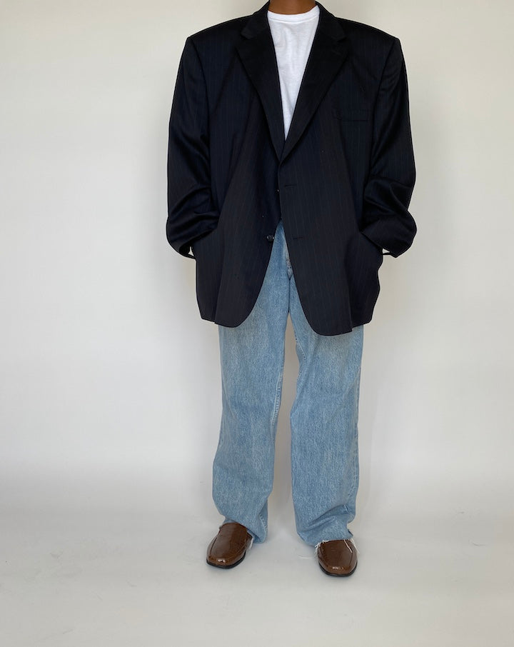 VINTAGE BLACK PINSTRIPED BLAZER 1988