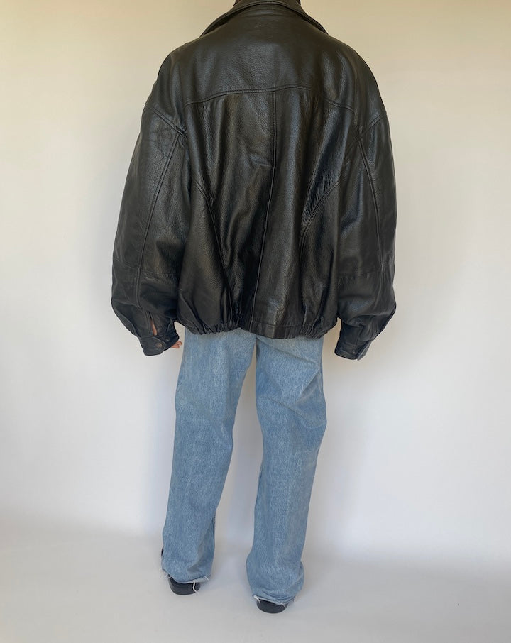 VINTAGE BLACK BEAUTIFUL LEATHER JACKET 3184
