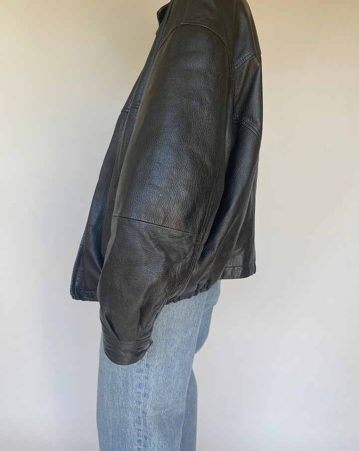 VINTAGE BLACK BEAUTIFUL LEATHER JACKET 3184