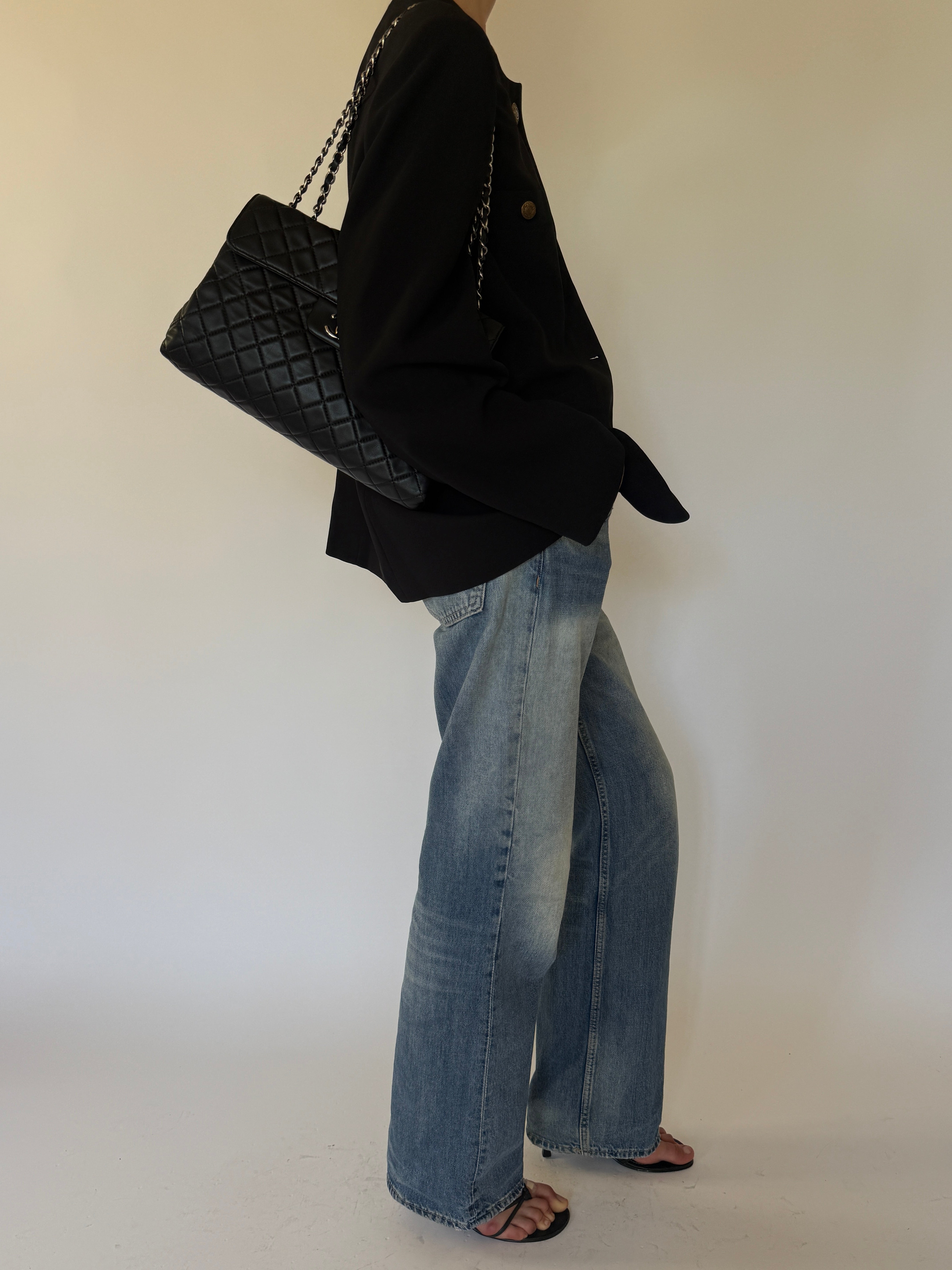 Vintage black blazer side view