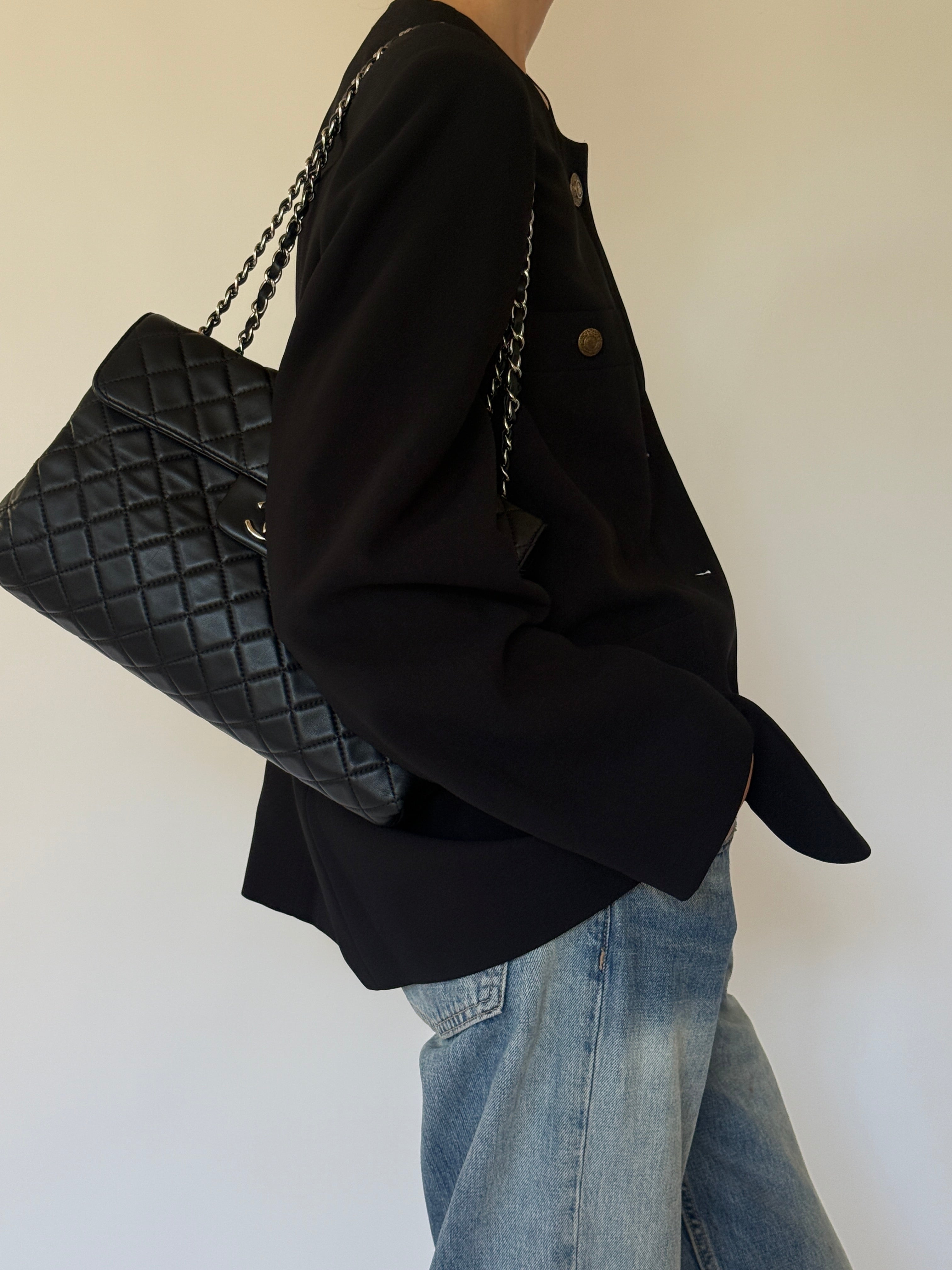 Vintage black blazer side view