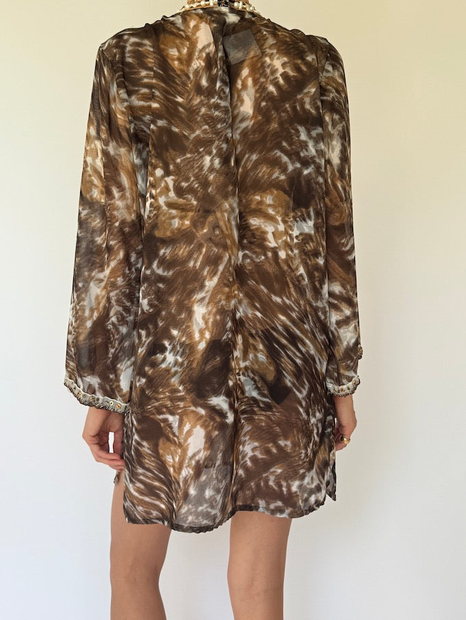 Vintage Brown Toned Beach Cover-Up Dress 2805