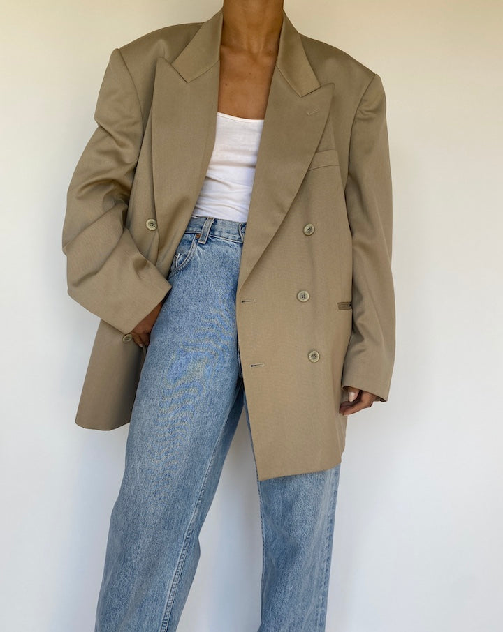 VINTAGE BEIGE DOUBLE BREASTED BLAZER 3185
