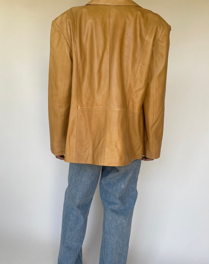 VINTAGE BEIGE LEATHER JACKET 3187