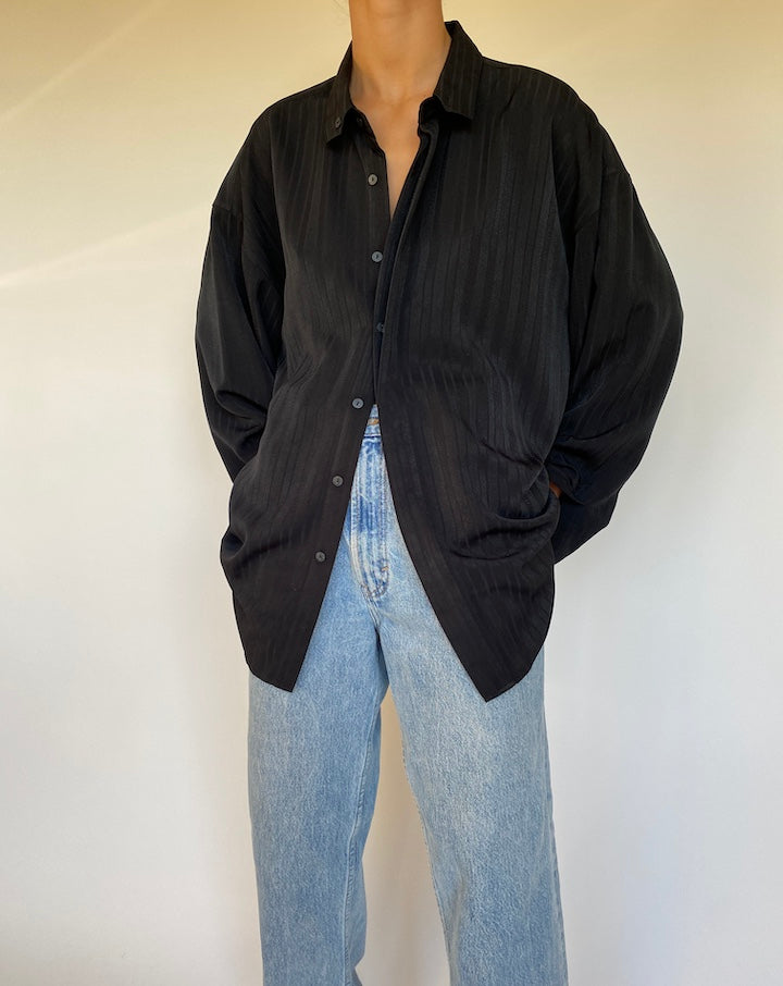 VINTAGE STRIPED BLACK OVERSIZED SHIRT 2671
