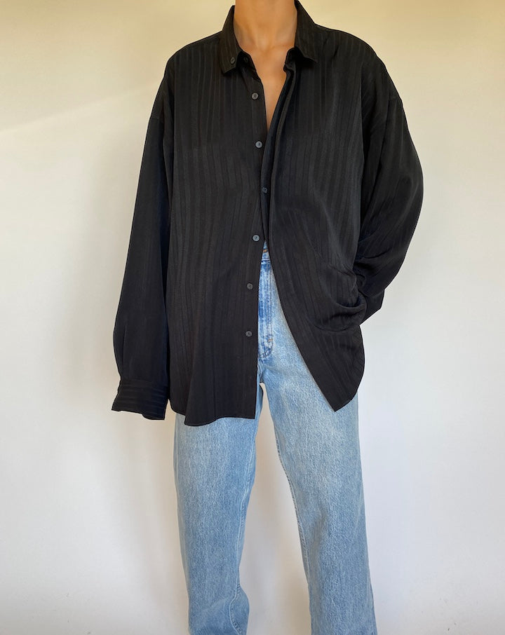 VINTAGE STRIPED BLACK OVERSIZED SHIRT 2671