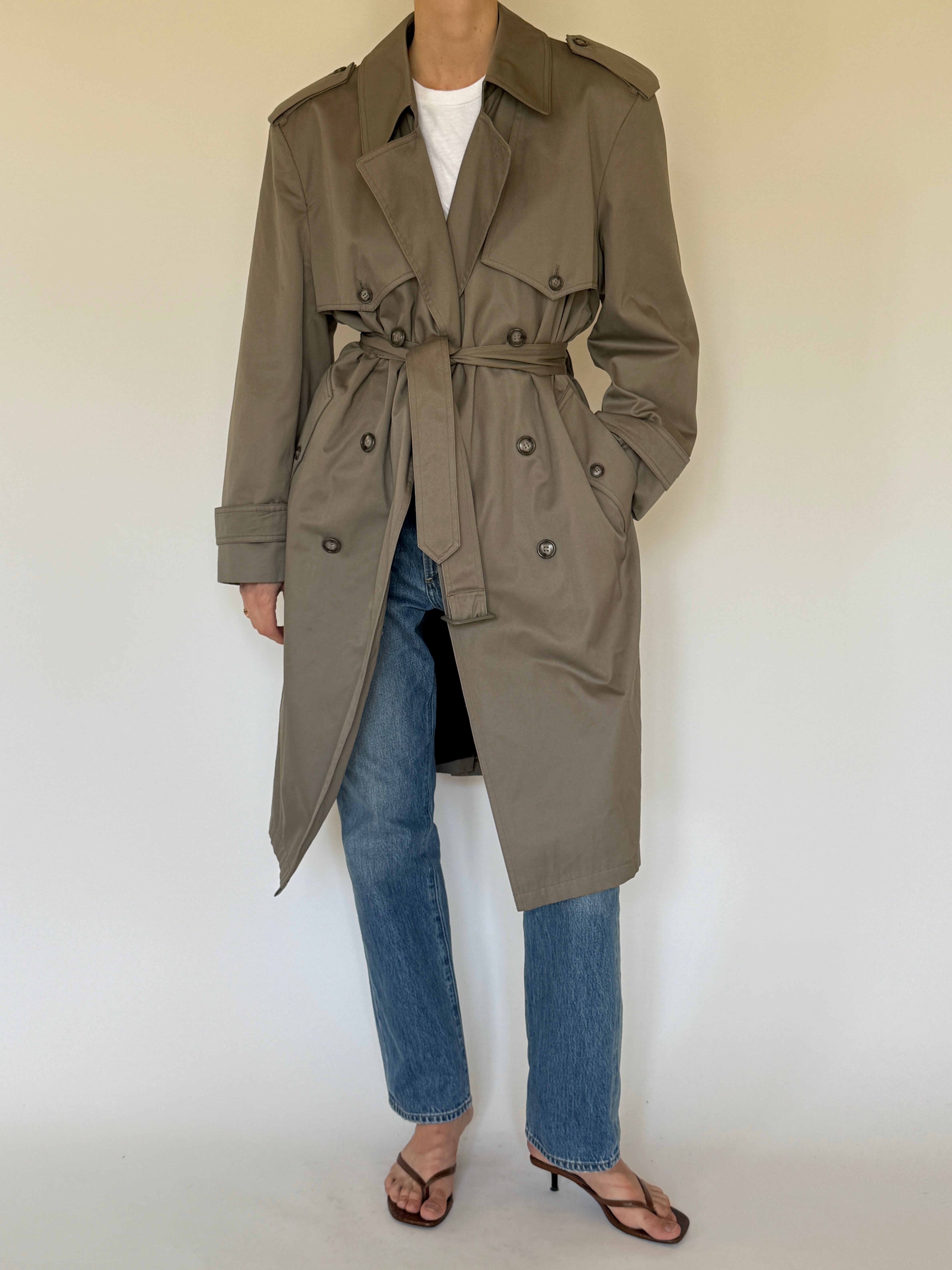 Vintage Double-Breasted Trench Coat in Sage 6284