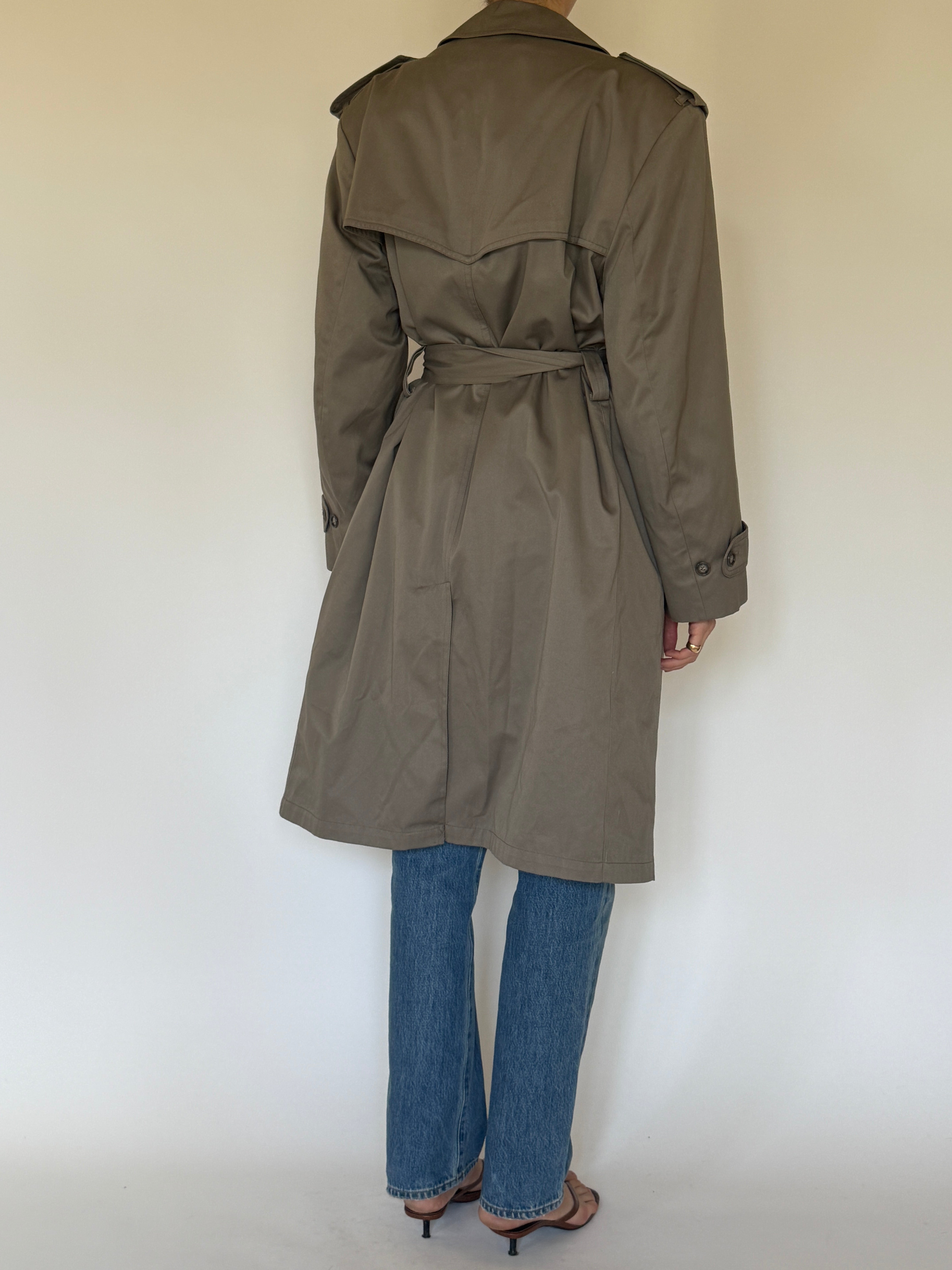 Vintage Double-Breasted Trench Coat in Sage 6284