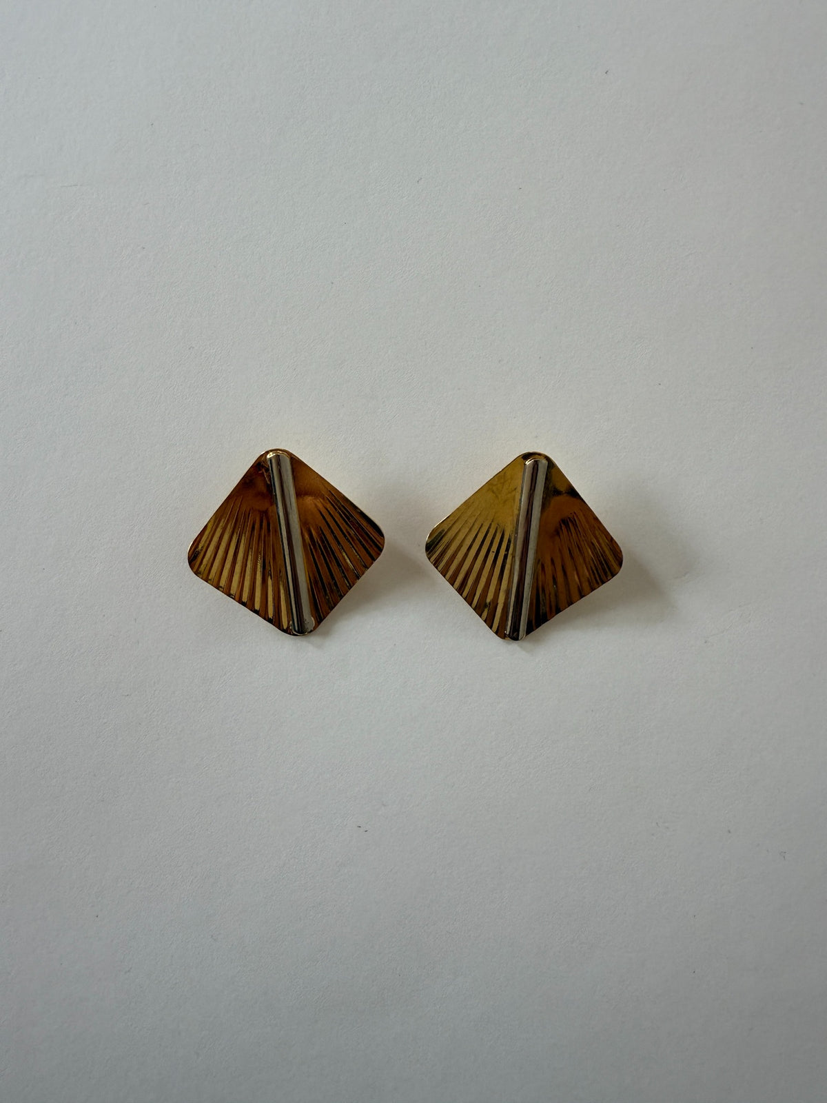 Vintage Gold-Tone Geometric Clip-On Earrings