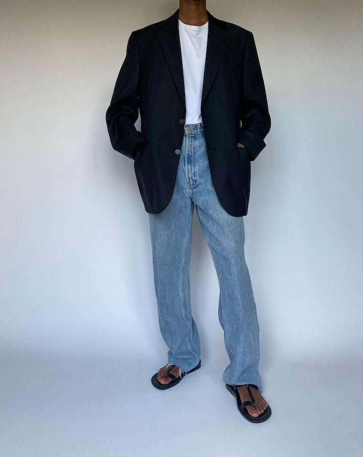 VINTAGE BLACK WOOL BLAZER 3608