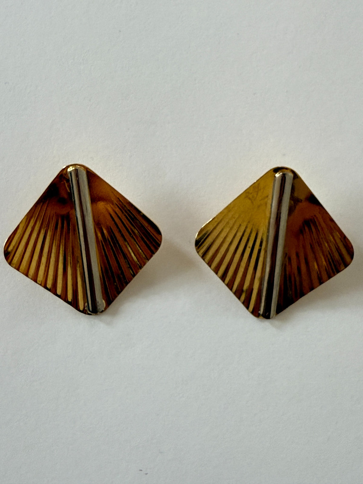 Vintage Gold-Tone Geometric Clip-On Earrings