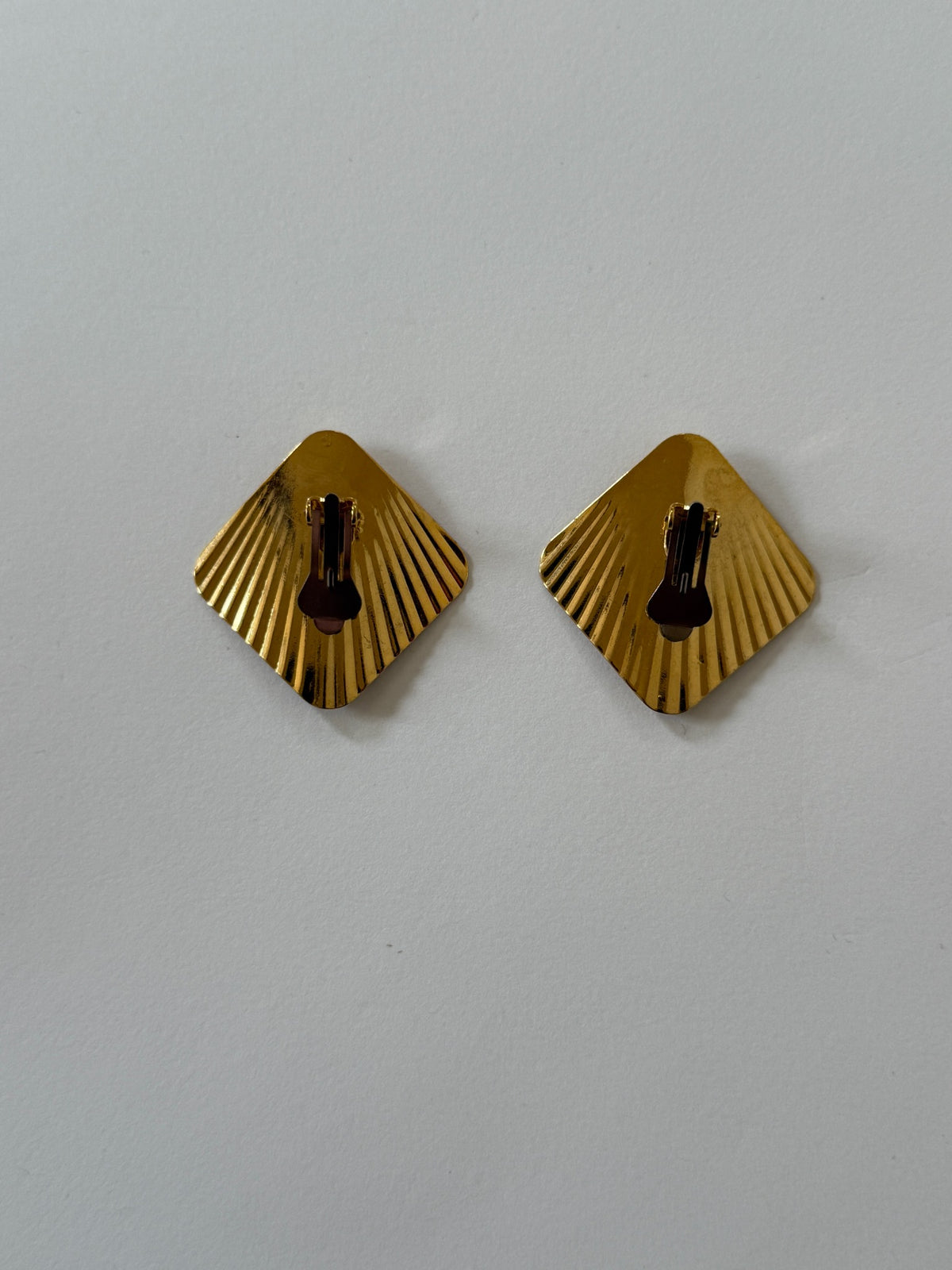 Vintage Gold-Tone Geometric Clip-On Earrings