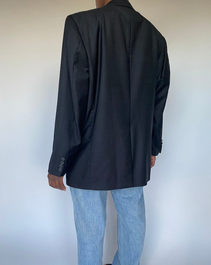 VINTAGE BLACK WOOL BLAZER 3608