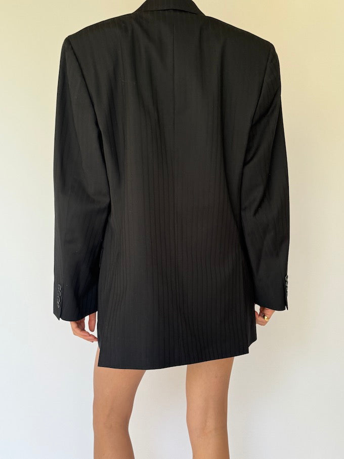 VINTAGE STRIPED WOOL BLAZER BLACK 5839