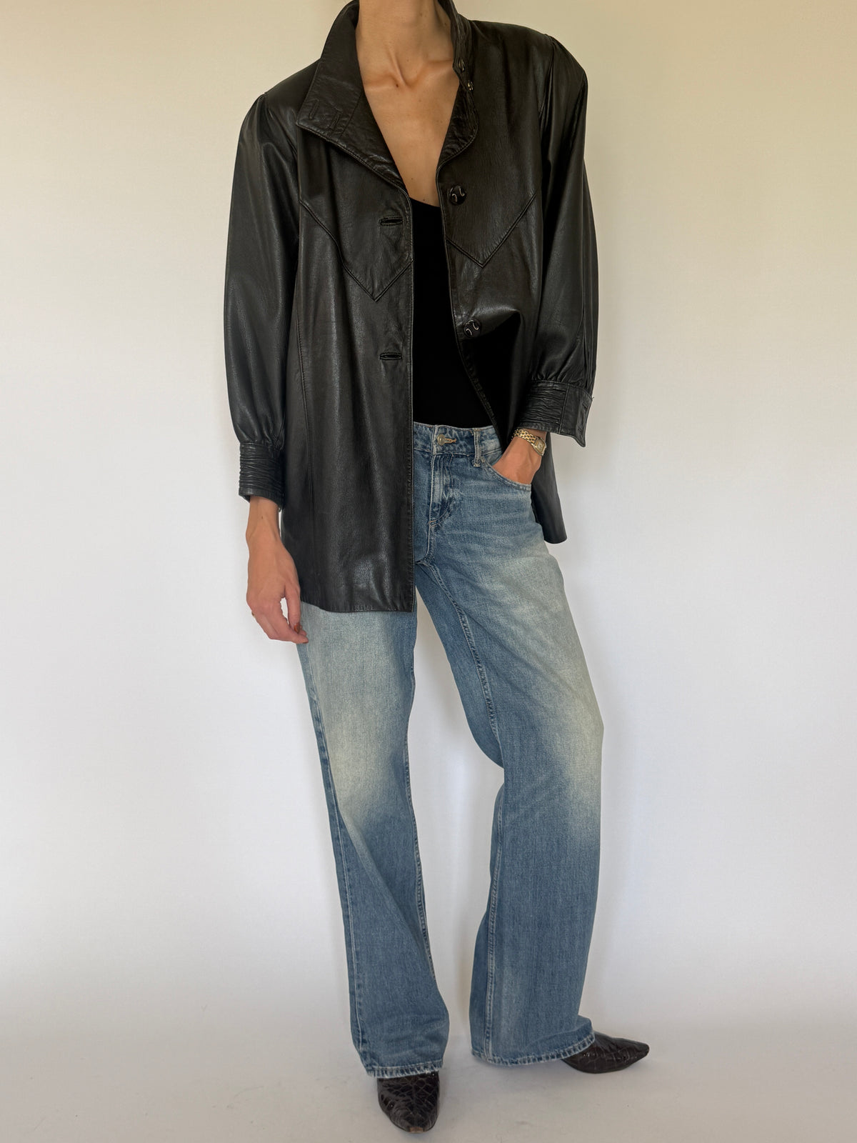 Vintage Leather Jacket Black 8097