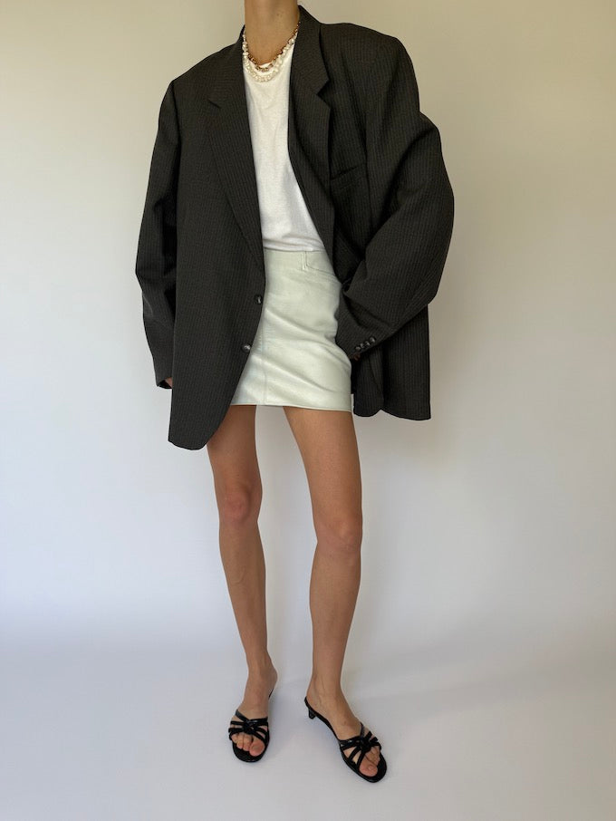 Vintage Oversized Pinstriped Blazer In Grey 5813