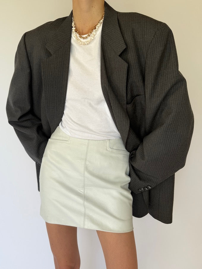 Vintage Oversized Pinstriped Blazer In Grey 5813