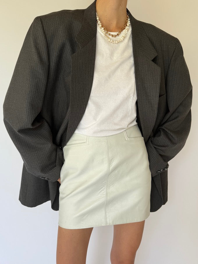 Vintage Oversized Pinstriped Blazer In Grey 5813