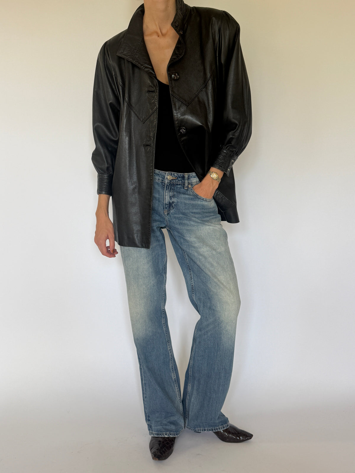 Vintage Leather Jacket Black 8097