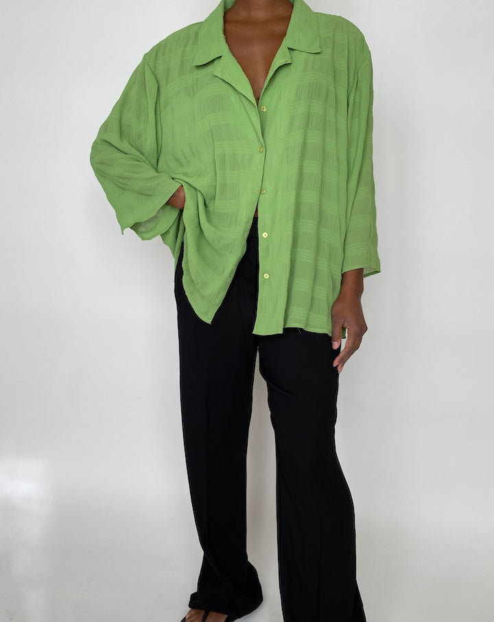 VINTAGE GREEN BUTTON DOWN BLOUSE 2000