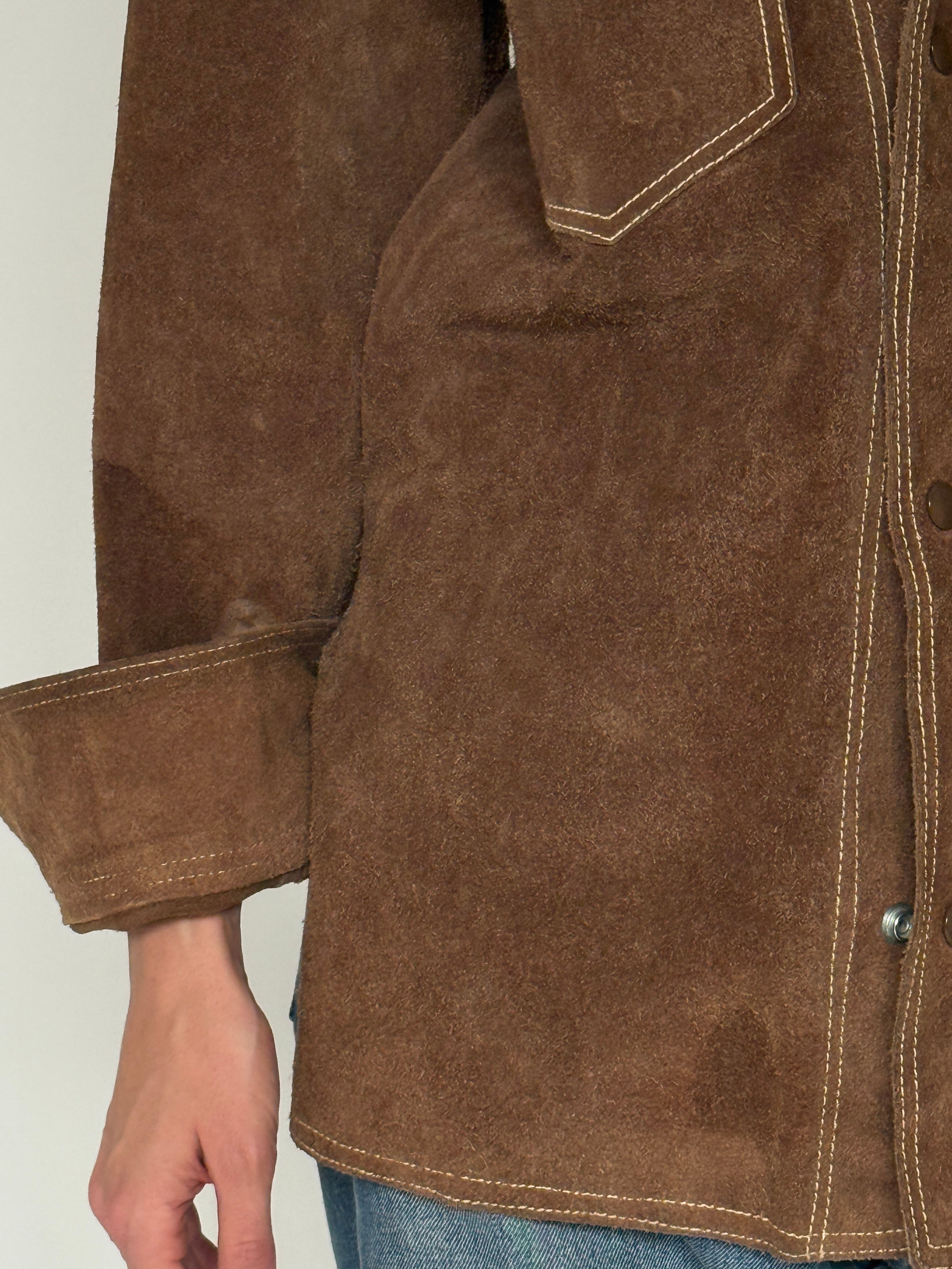 Vintage brown suede western shirt jacket cuff detail