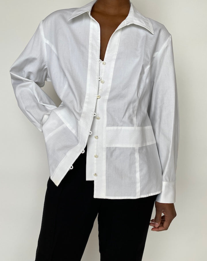 VINTAGE WHITE BUTTON DOWN SHIRT BLOUSE 2001