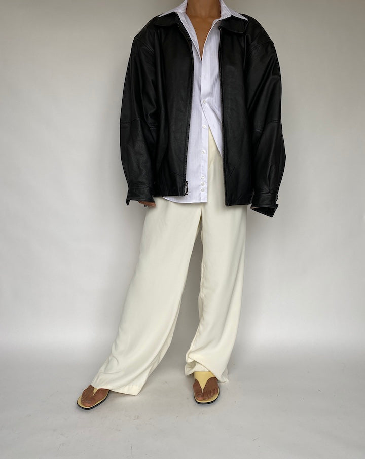 VINTAGE OVERSIZED BLACK LEATHER JACKET 803