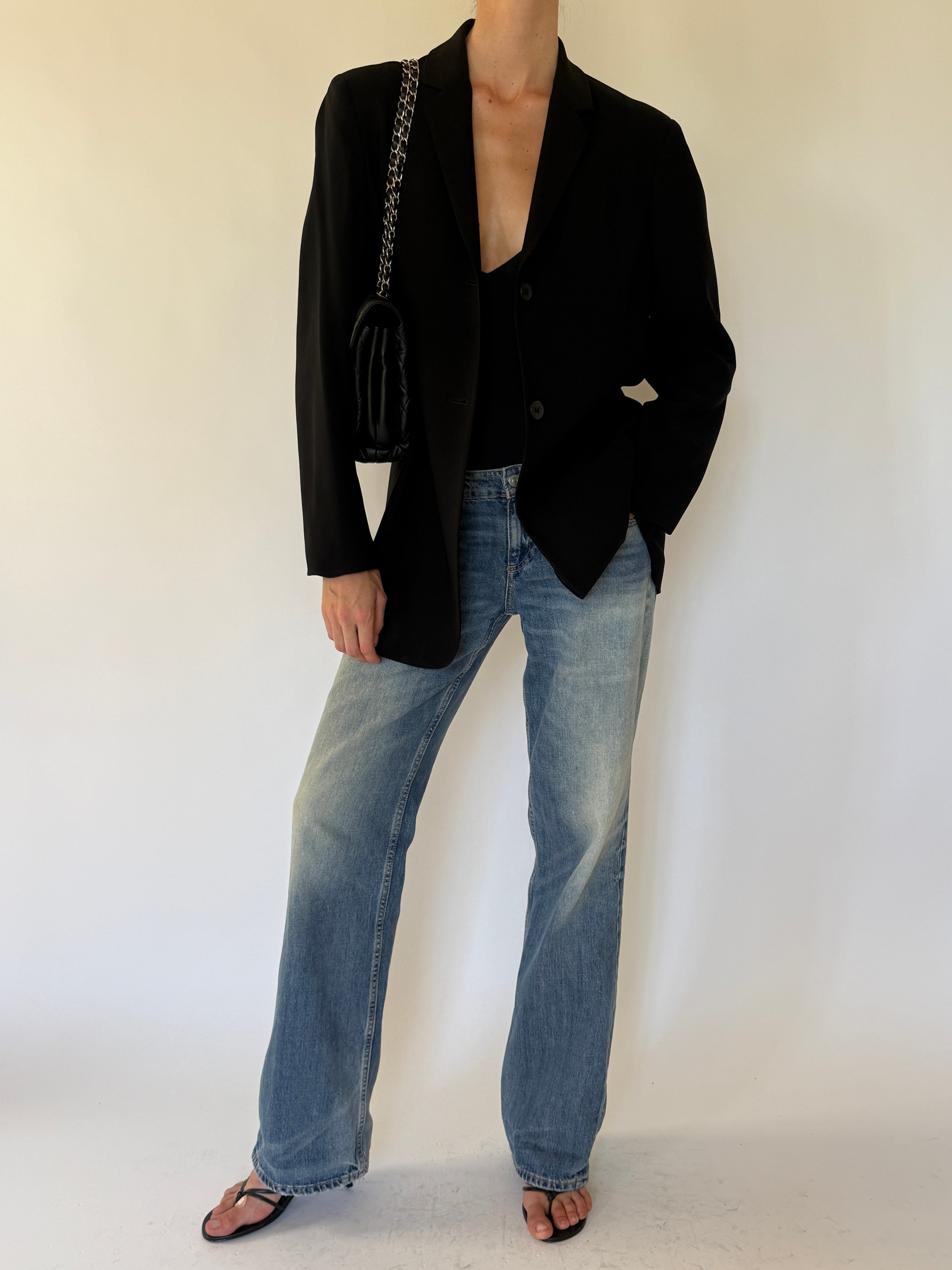 Vintage oversized black blazer front view