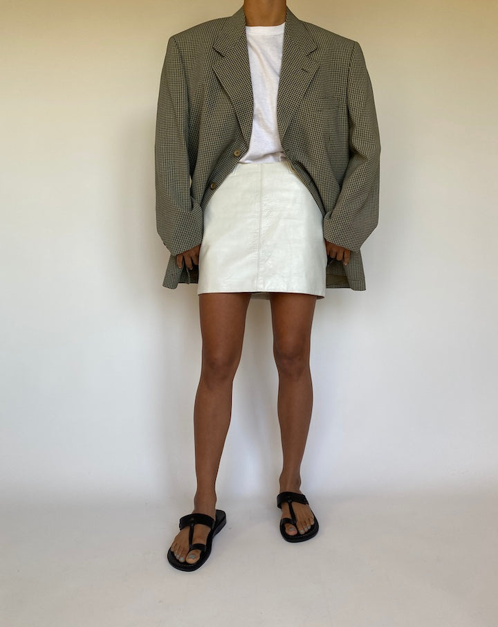 VINTAGE OSCAR DE LA RENTA GREEN HOUNDSTOOTH BLAZER 2679