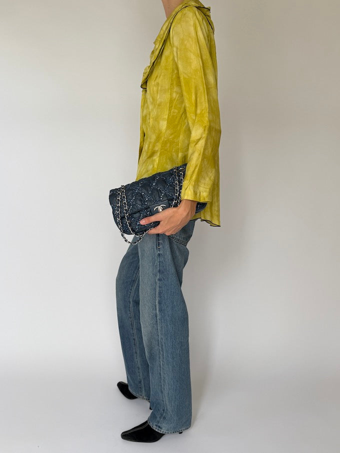 Vintage Sculptural Peplum Thin Shirt/Jacket in Chartreuse 6531