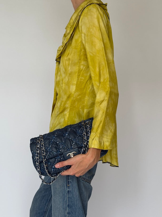 Vintage Sculptural Peplum Thin Shirt/Jacket in Chartreuse 6531