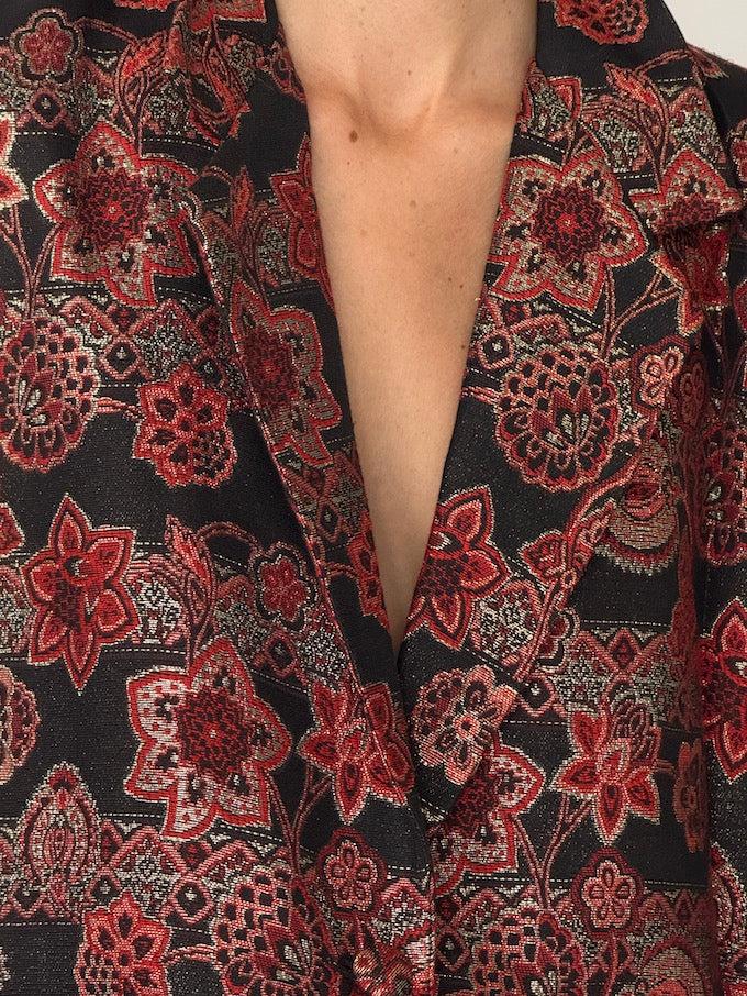 Vintage Jacquard Floral Blazer 6540
