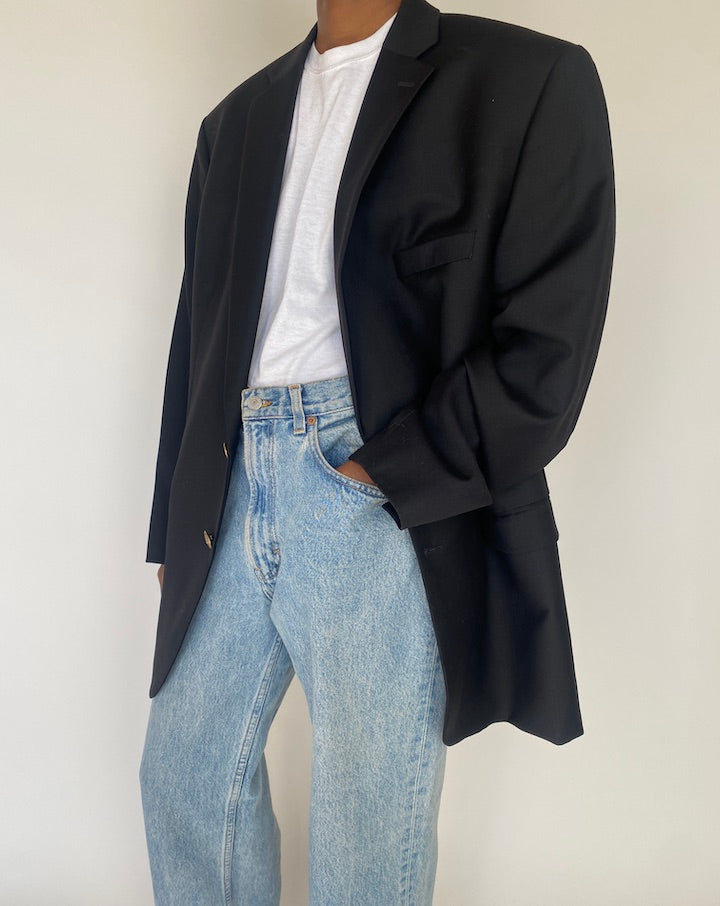 VINTAGE OVERSIZED BLACK RALPH LAUREN BLAZER 4125