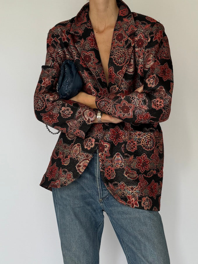 Vintage Jacquard Floral Blazer 6540