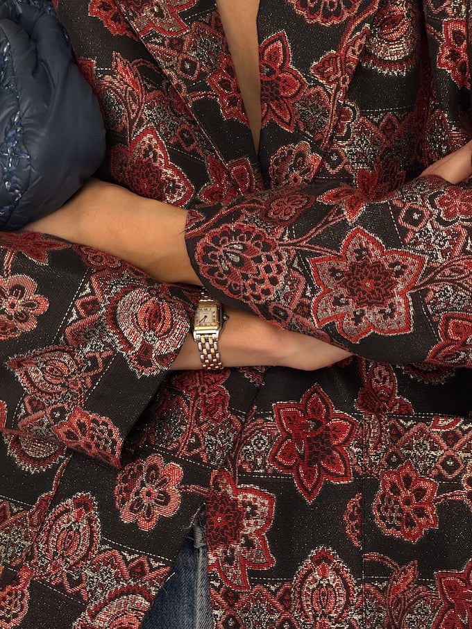 Vintage Jacquard Floral Blazer 6540